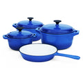 Royal Blue Cast Iron Pot Set - Set of 7