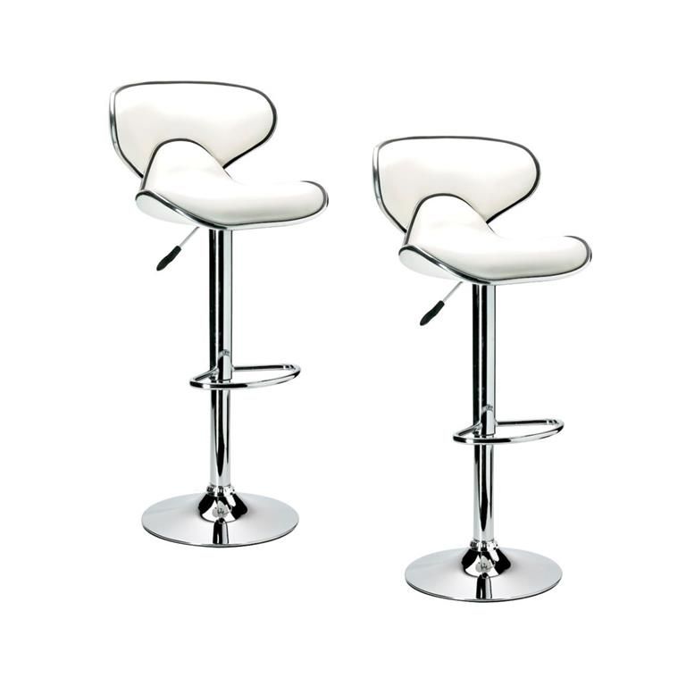 Cielo Jorja Contemporary PU Bar Chair - White (Set of 2)