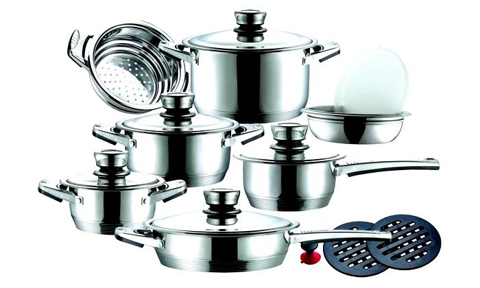 Leopard 16 Piece Cookware Set- Steel