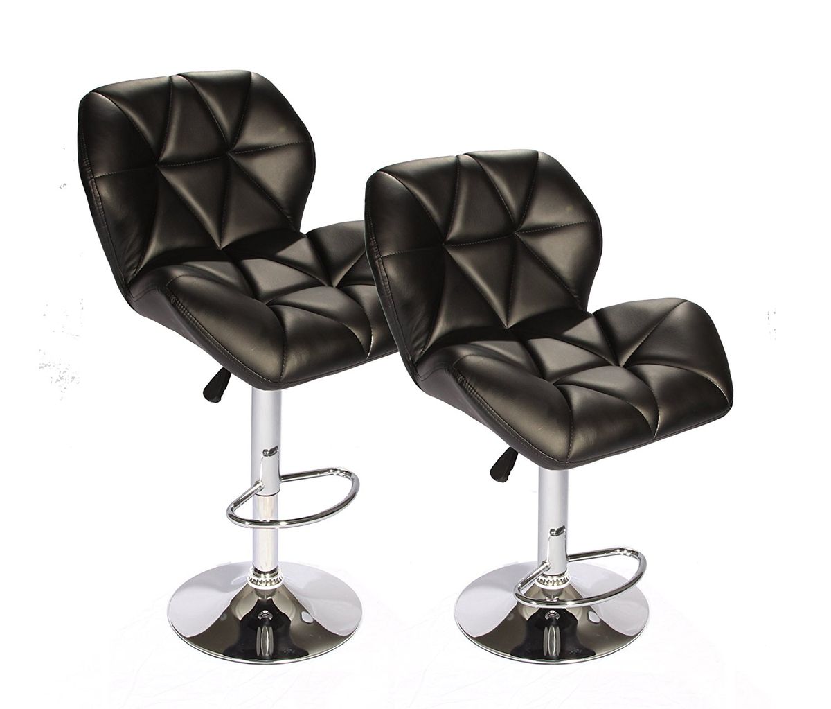 Hazlo Set of 2 Adjustable Kitchen Bar Stools - Black