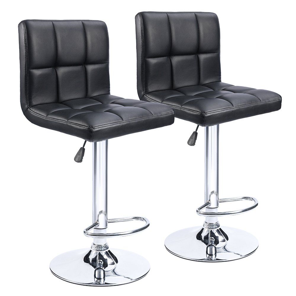 Hazlo Set of 2 Kitchen Bar Stool Chairs (Faux leather) - Black