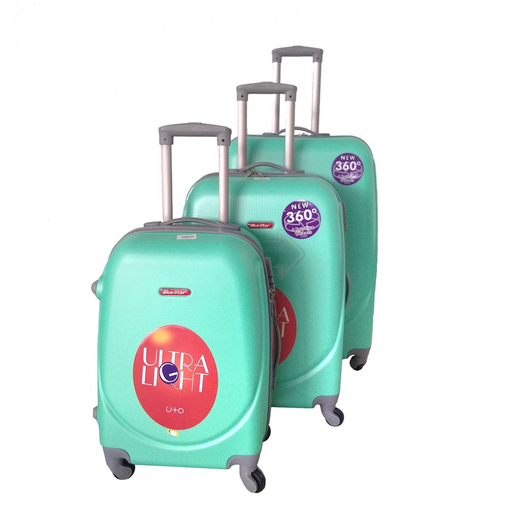 3 Piece Lightweight Luggage Set - Apple Green - Apple Green