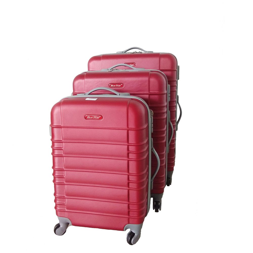 3 Piece Holiday Luggage Set - Black - Red