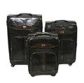 Mooistar Set of 3 PU Leather Travel Suitcases Luggage 28'24'22'inch-Black