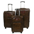 Mooistar Set of 3 PU Leather Travel Suitcases Luggage 28'24'25'inch-Coffee