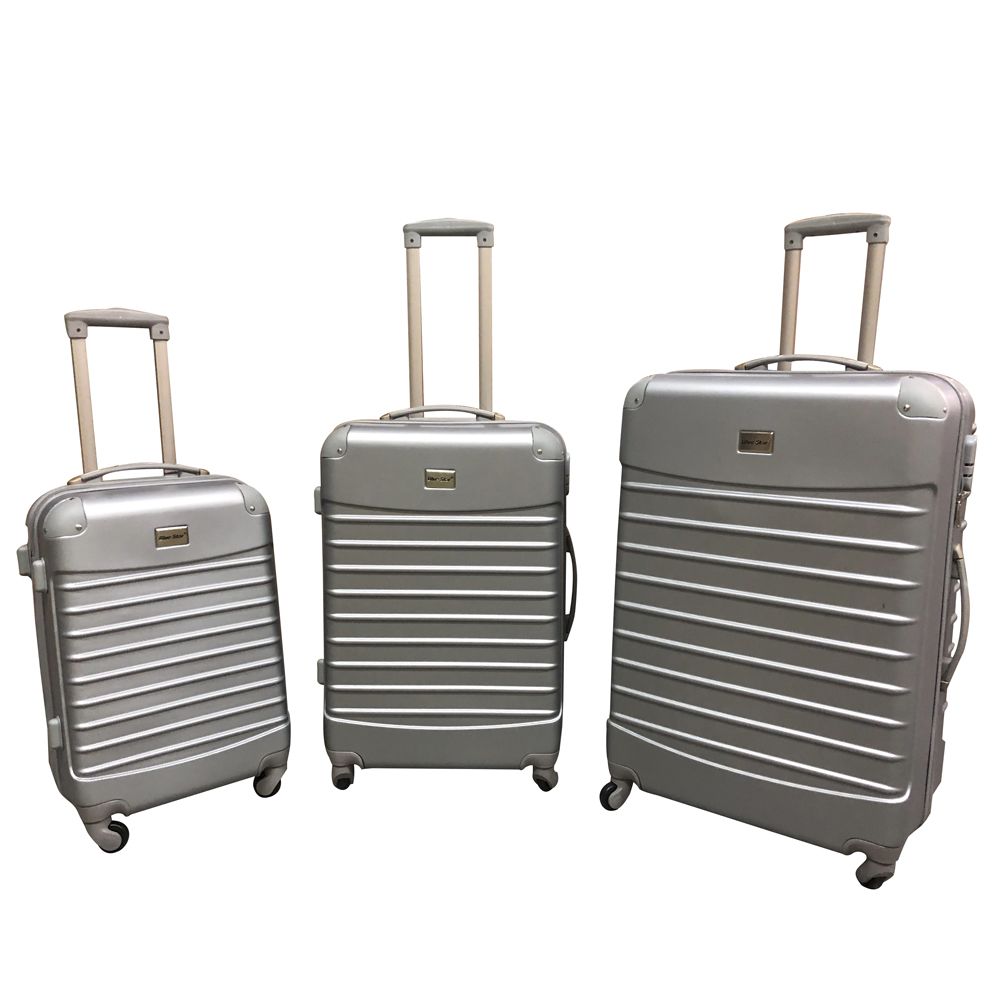 3 Piece Luggage Set  - Green - Silver
