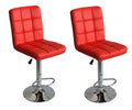 Faux Leather Swivel Kitchen Bar Stool Chair (Set of 2) - Red