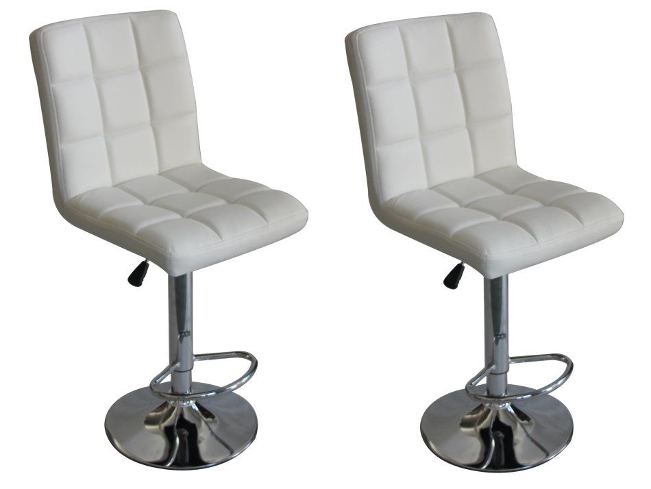 Faux Leather Swivel Kitchen Bar Stool Chair (Set of 2) - White