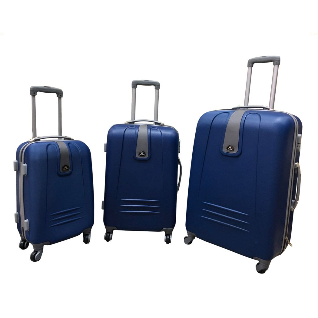 3 Piece Sleek Luggage Set - Blue
