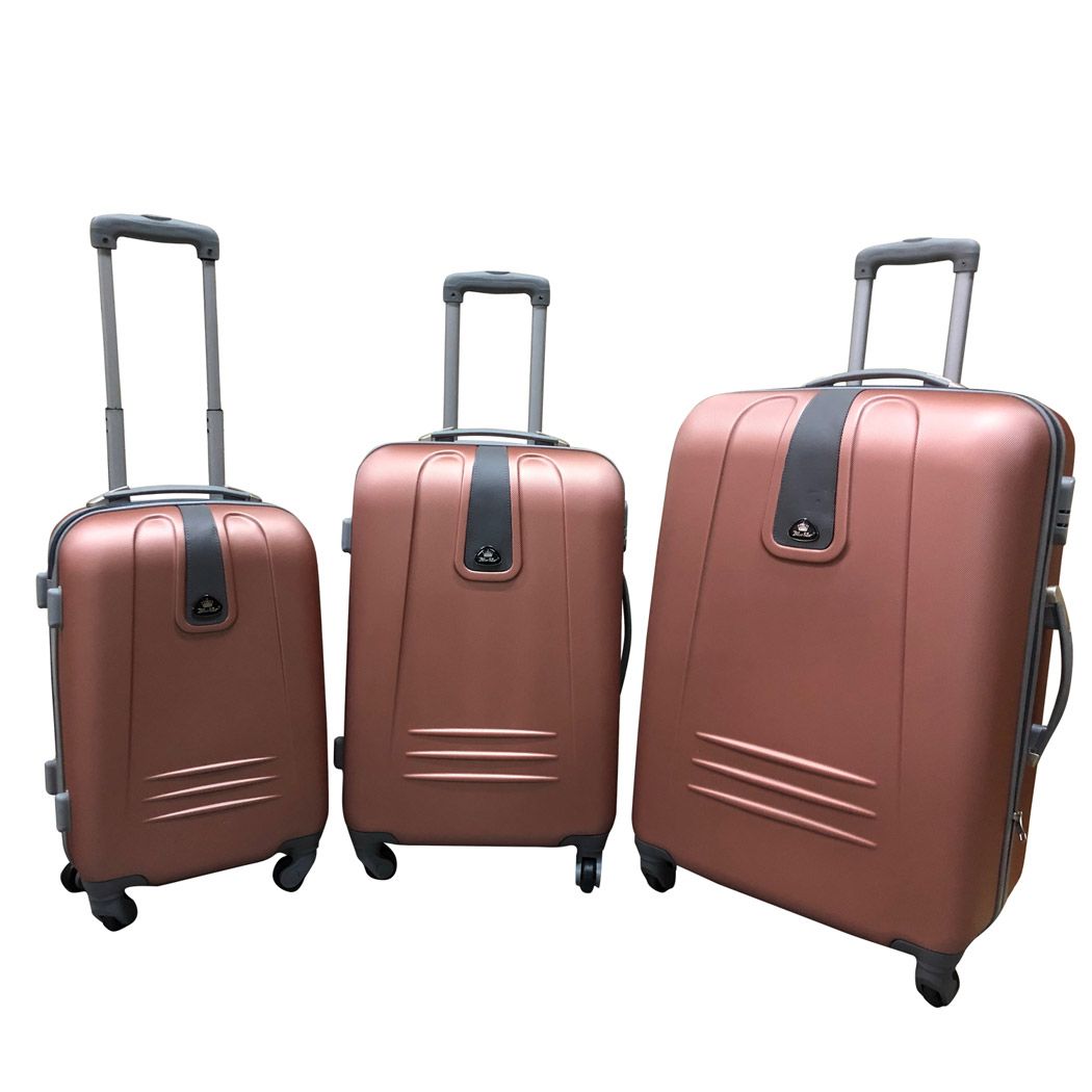 3 Piece Sleek Luggage Set - Rose Gold