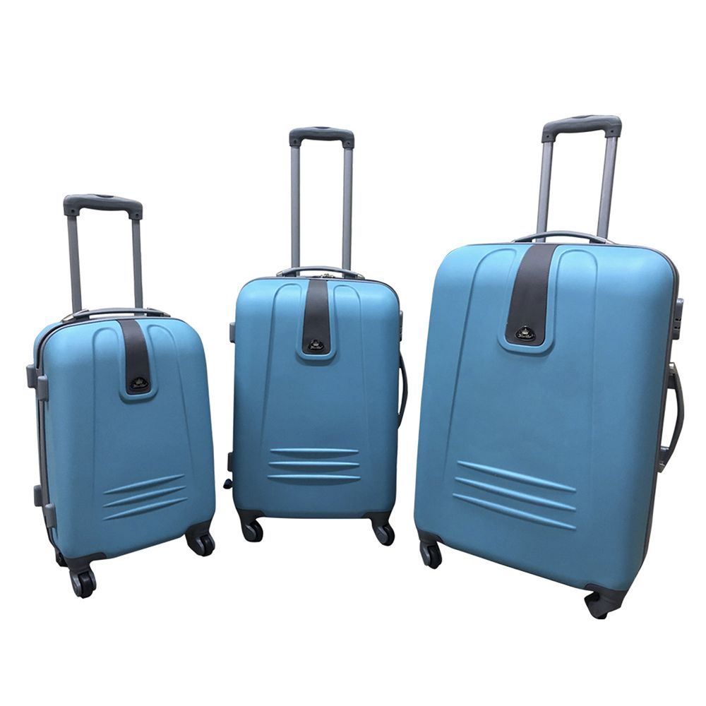 3 Piece Sleek Luggage Set - Sky Blue
