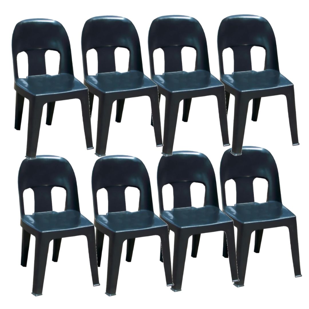 Durable Plastic Party Chair Combo Set of  8 - Black