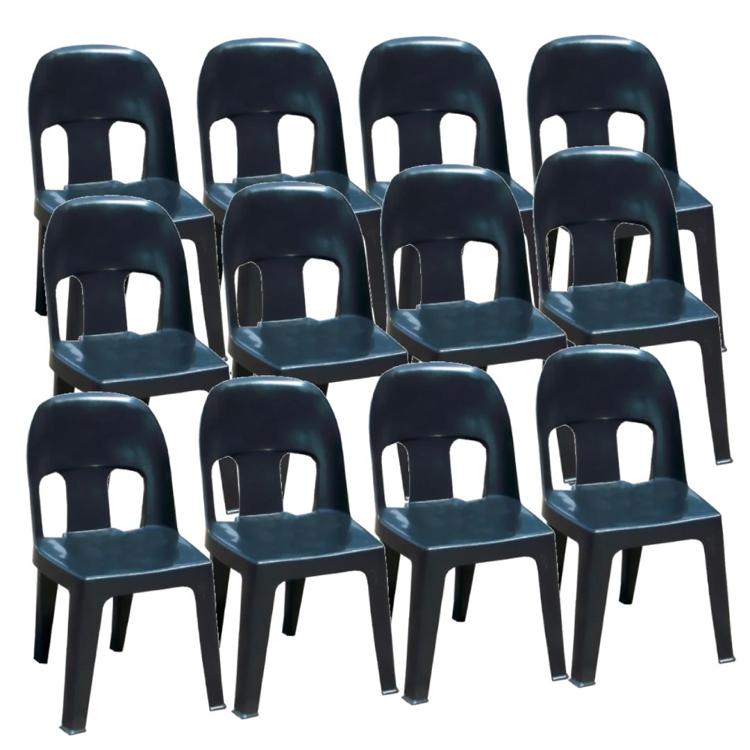 Durable Plastic Party Chair Combo Set of 12 - Black