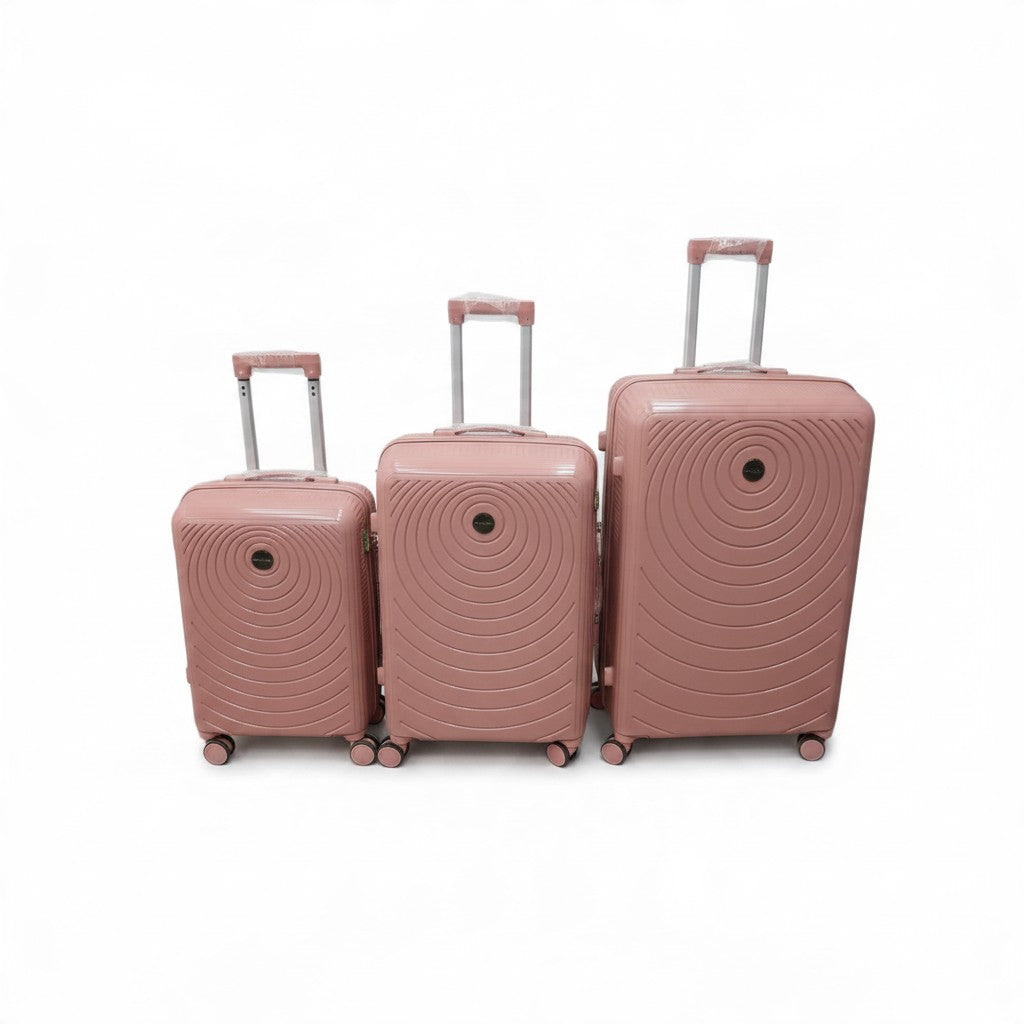 SMTE Satro Gear 3-Piece Polypropylene Unbreakable Suitcase Rose Gold 8 Wheels