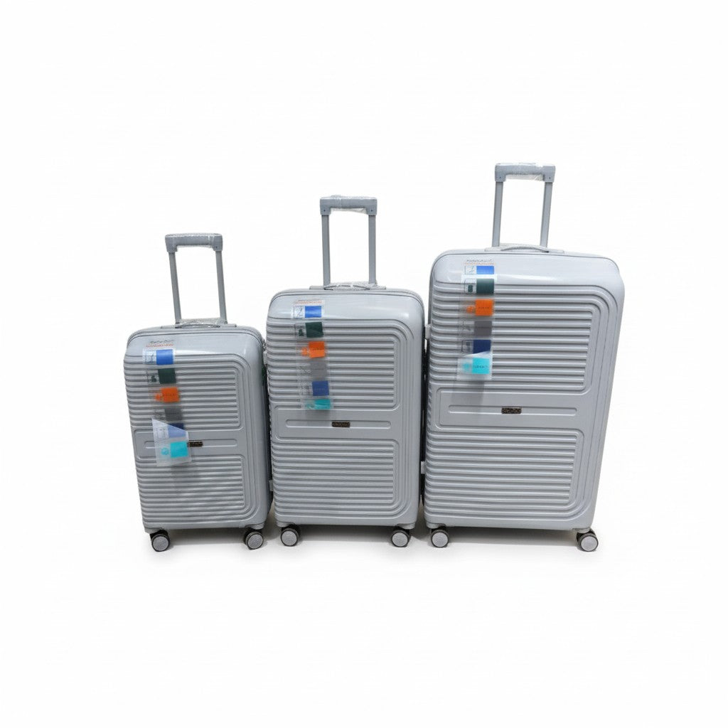 SMTE Satro Gear 3-Piece Polypropylene Unbreakable Suitcase Grey 8 Wheels