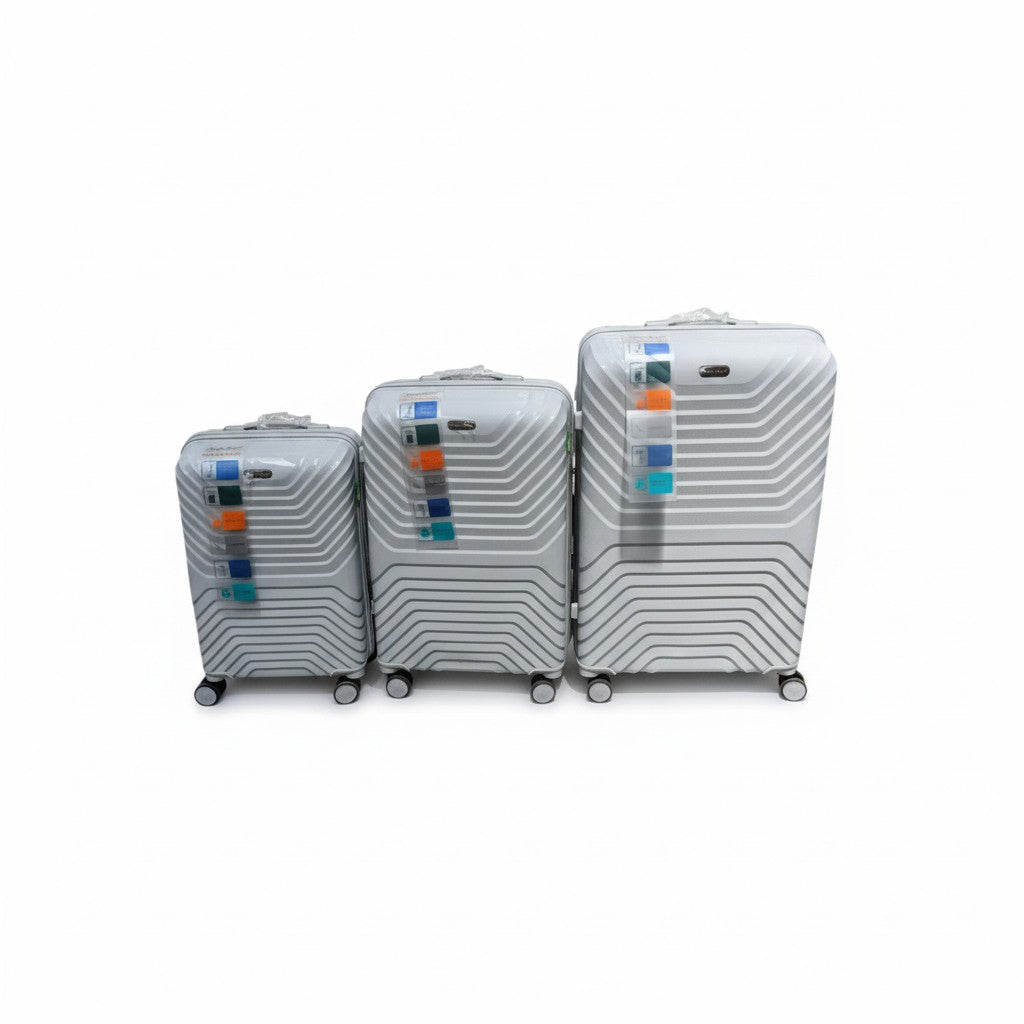 SMTE Satro Gear 3-Piece Polypropylene Unbreakable Suitcase Grey 8 Wheels