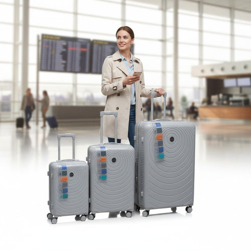 Sastro Gear 3-Piece PP Luggage Set - Grey Concentric