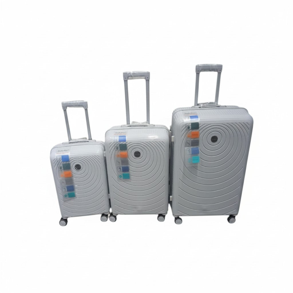 SMTE Satro Gear 3-Piece Polypropylene Unbreakable Suitcase Grey 8 Wheels