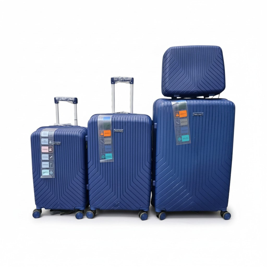 SMTE Satro Gear 4-Piece Polypropylene Unbreakable Suitcase Blue 8 Wheels