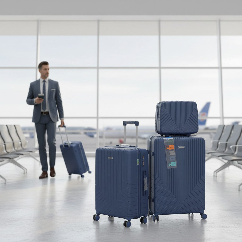 SMTE Satro Gear 4-Piece Polypropylene Unbreakable Suitcase Blue 8 Wheels