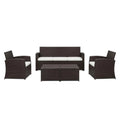 SMTE 5 Piece Outdoor Wicker Sofa Set with Coffee Table Brown