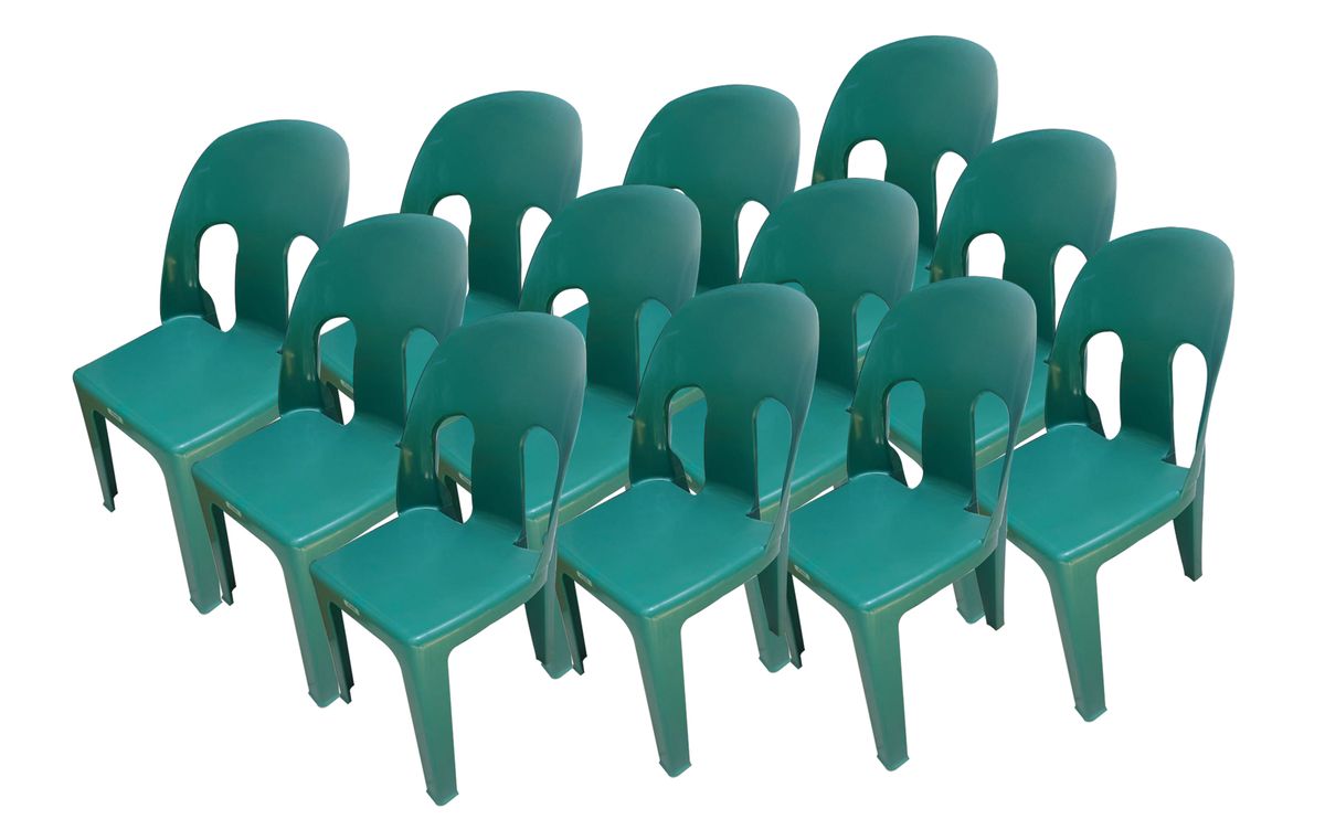 Durable Plastic Party Chair Combo Set of 12 - Green