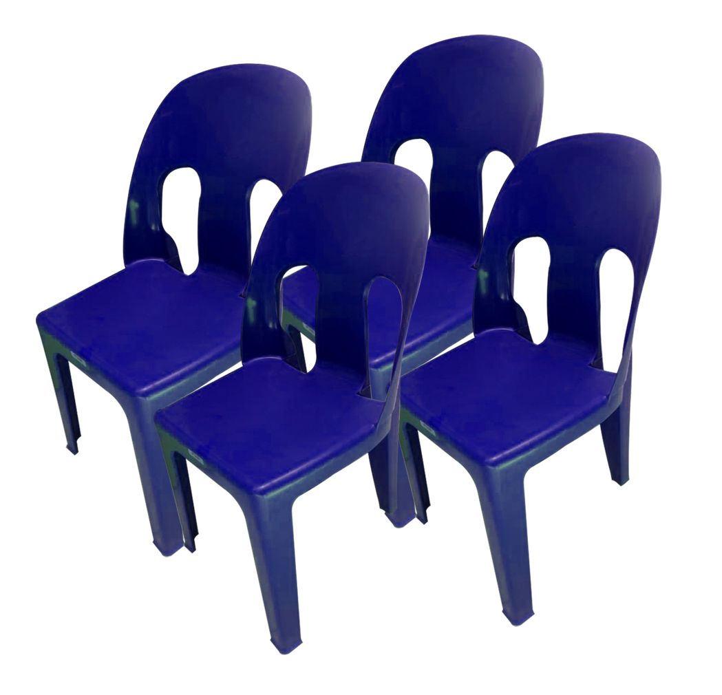 Durable Plastic Party Chair Combo Set of 4 - Blue