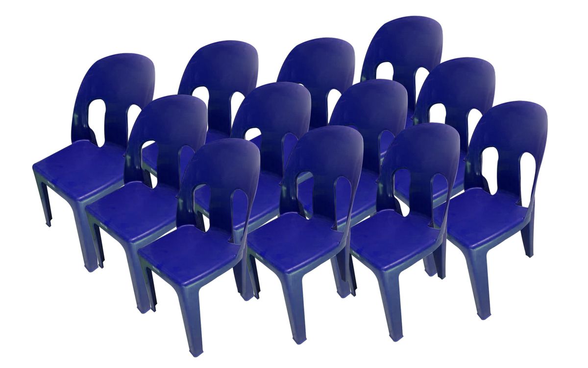 Durable Plastic Party Chair Combo Set of 12 - Blue