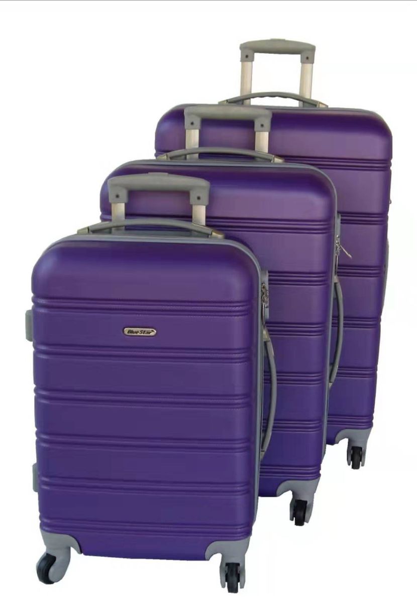 3 Piece Premium Travel Luggage Bag Set - Purple