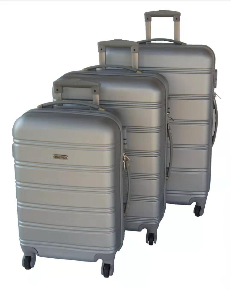 3 Piece Premium Travel Luggage Bag Set - Silver