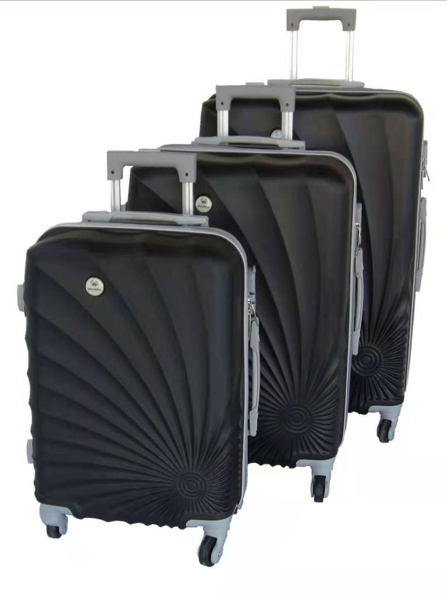 Mooistar 3 Piece Spiral Travel Luggage Bag Set - Black