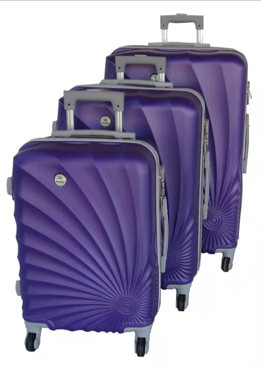 Mooistar 3 Piece Spiral Travel Luggage Bag Set - Purple
