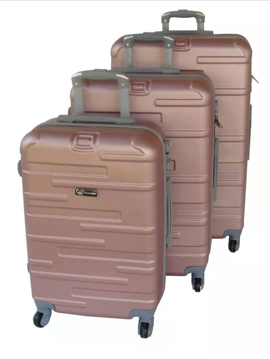 3 Piece Holiday Travel Luggage Bag Set - Rose Gold