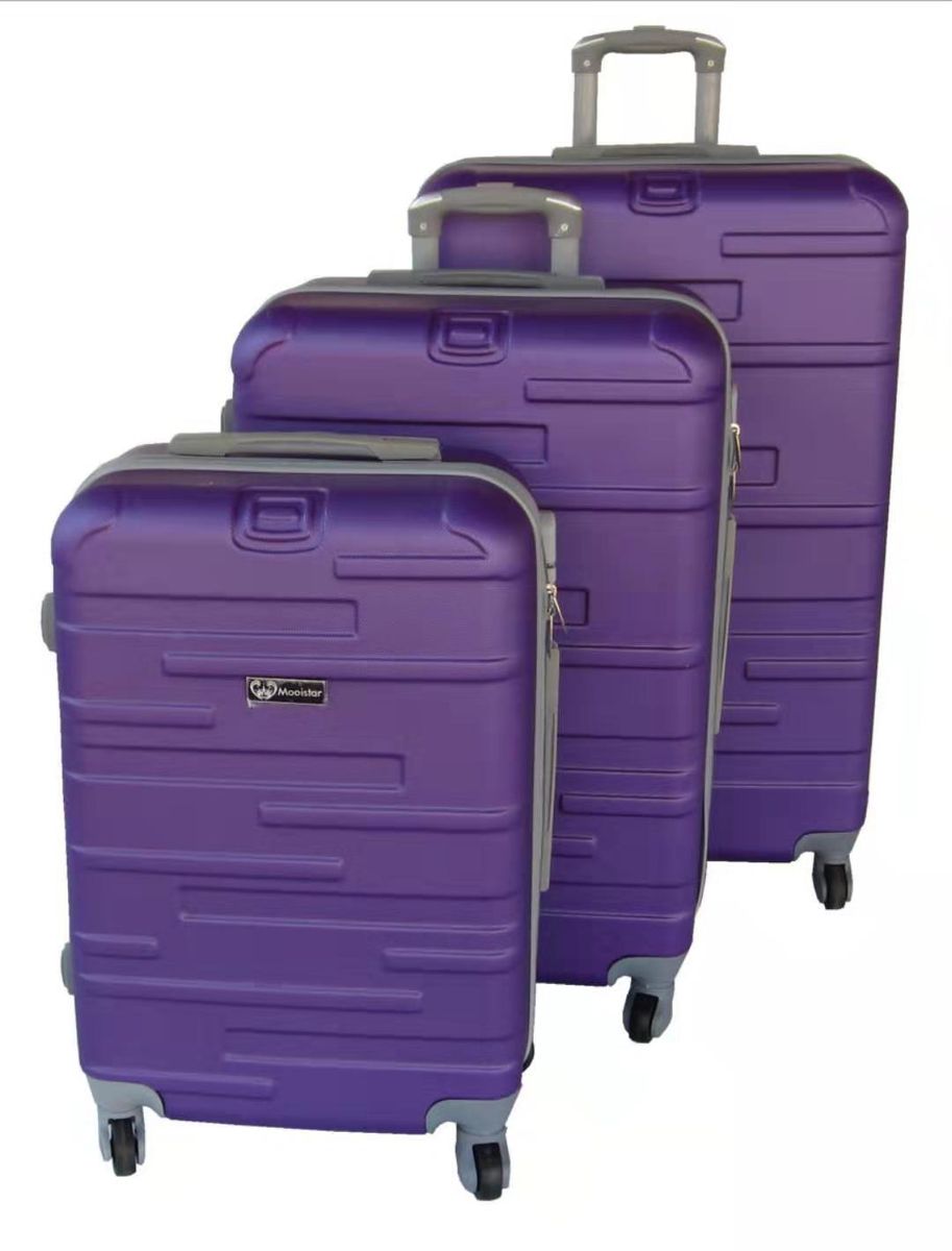 3 Piece Holiday Travel Luggage Bag Set - Purple