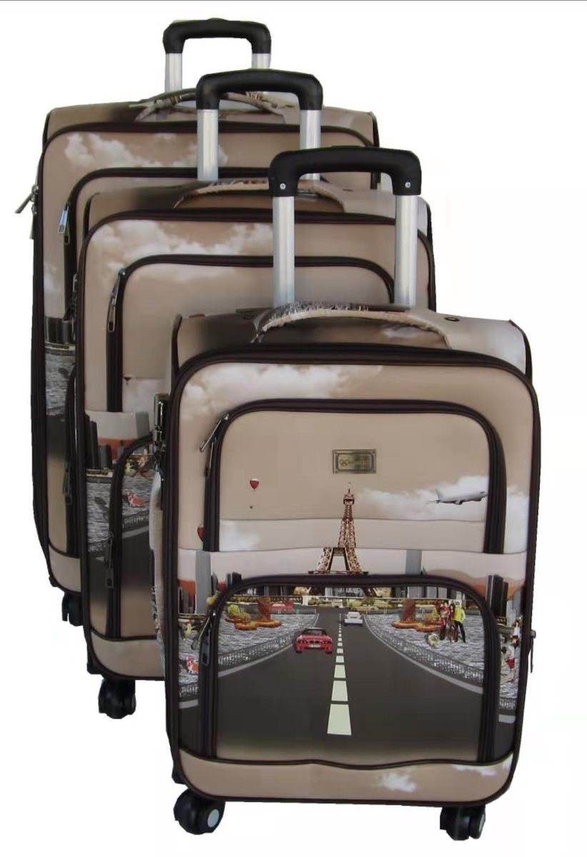 3 Piece Graphic Art PU Leather Travel Luggage Bag Set - Paris Eiffel Tower