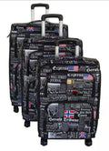 3 Piece Graphic Art PU Leather Travel Luggage Bag Set - Media Express