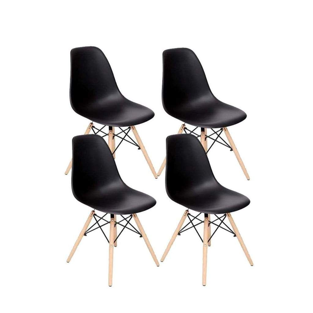 Replica Eames Side Chairs - Set of 4 - Black