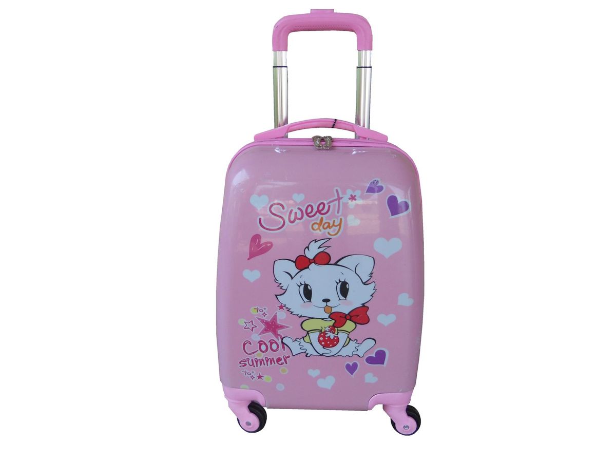 Kiddies Cartoon Hand Luggage Kids School Bag Suitcase for Children - Pink Kitty