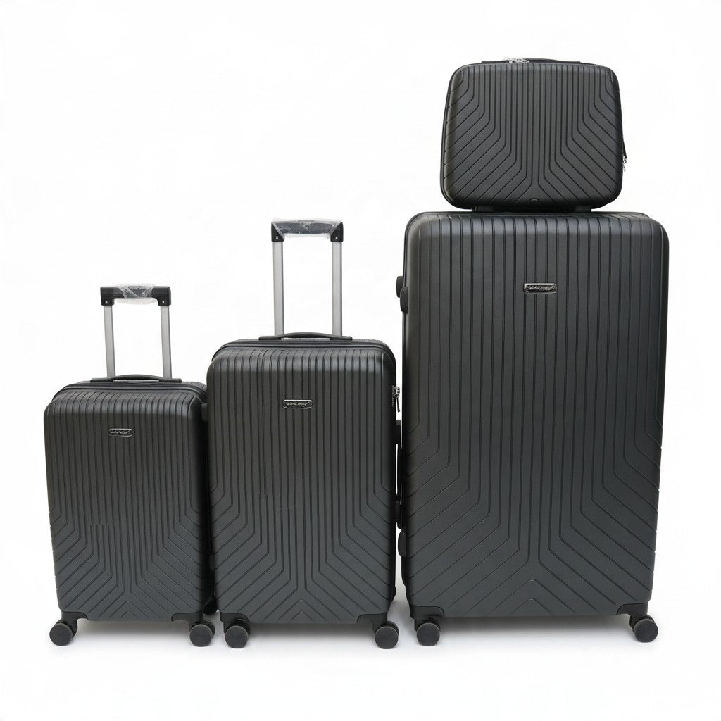 SMTE Satro Gear 4-Piece Polypropylene Unbreakable Suitcase Black 8 Wheels