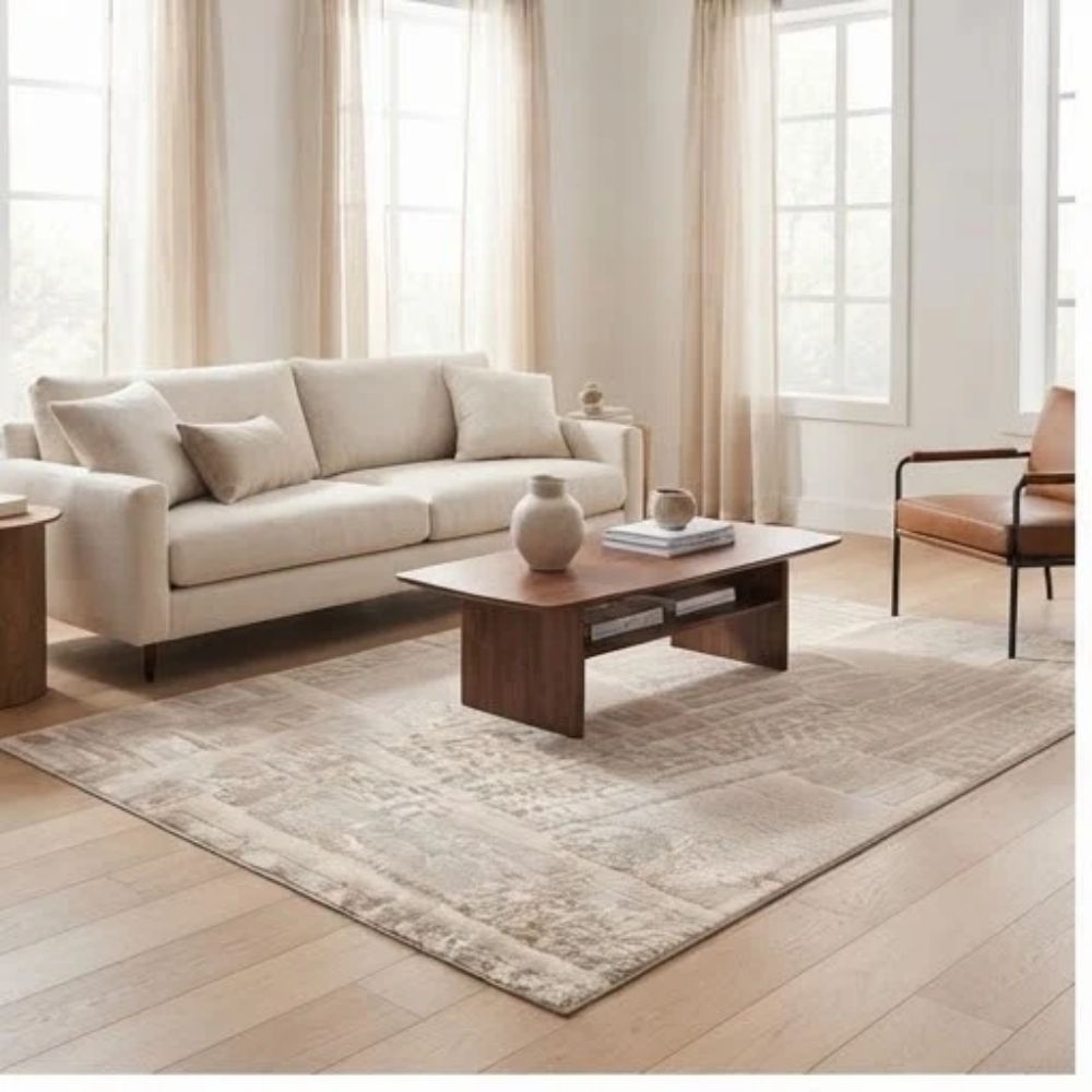 SMTE - Kristal Mboss Plus Kremit / Beige Rug - 150 x 200 cm Area Carpet ZULF11
