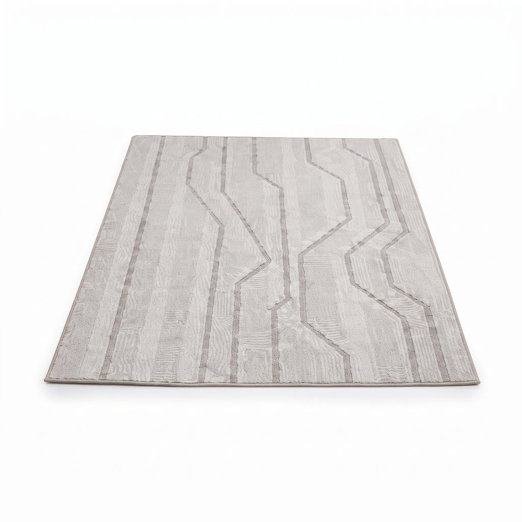 SMTE - Grey Geometric Rug - 160 x 230 cm Modern Area Carpet