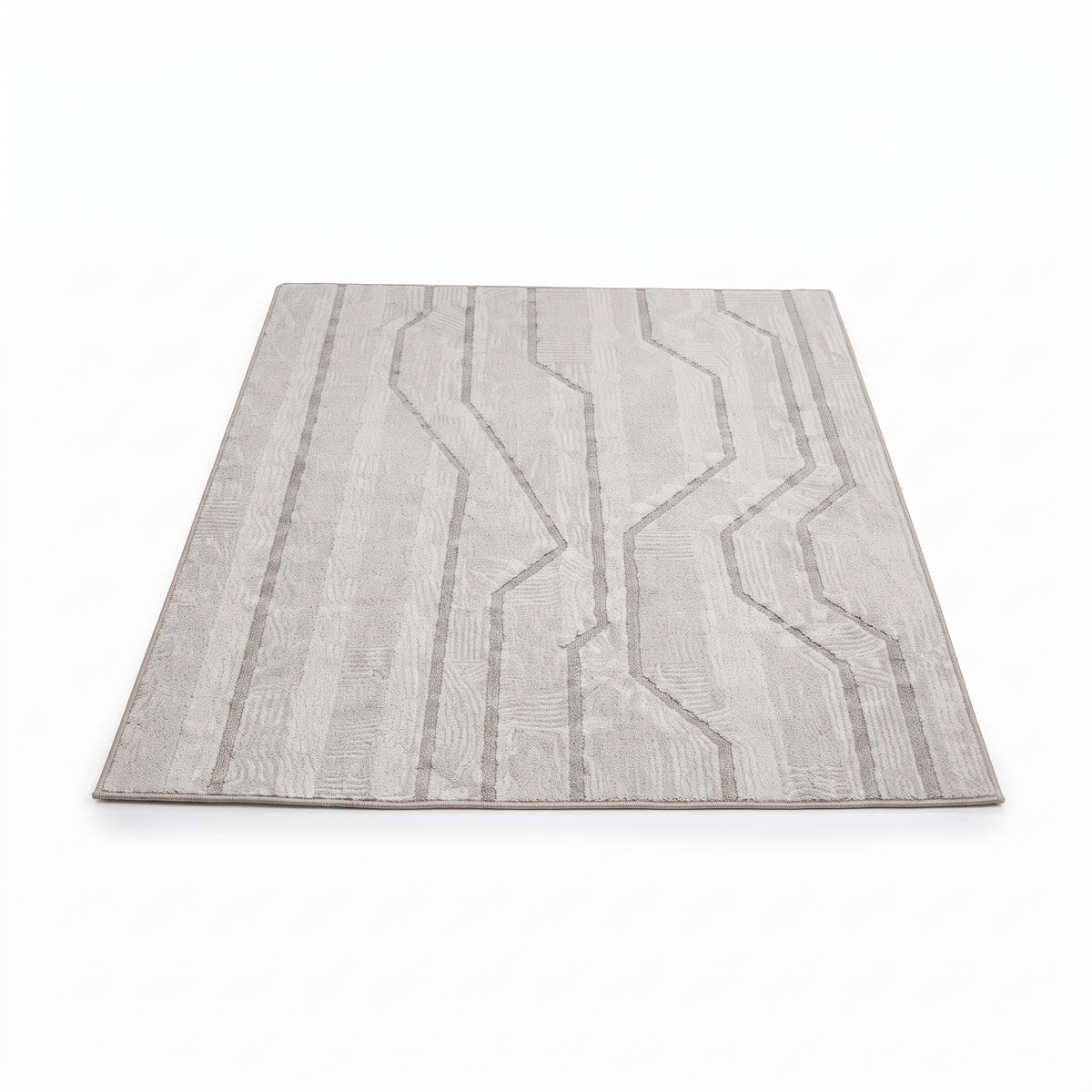 SMTE - Grey Geometric Rug - 160 x 230 cm Modern Area Carpet