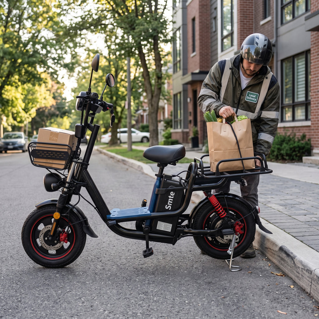 Smte P3 High-Performance Electric Delivery Bike – 1000W Motor, 60V 20.8Ah Lithium Battery, 55km/h Speed, Heavy-Duty Cargo Rack & 1-Year Battery Warranty