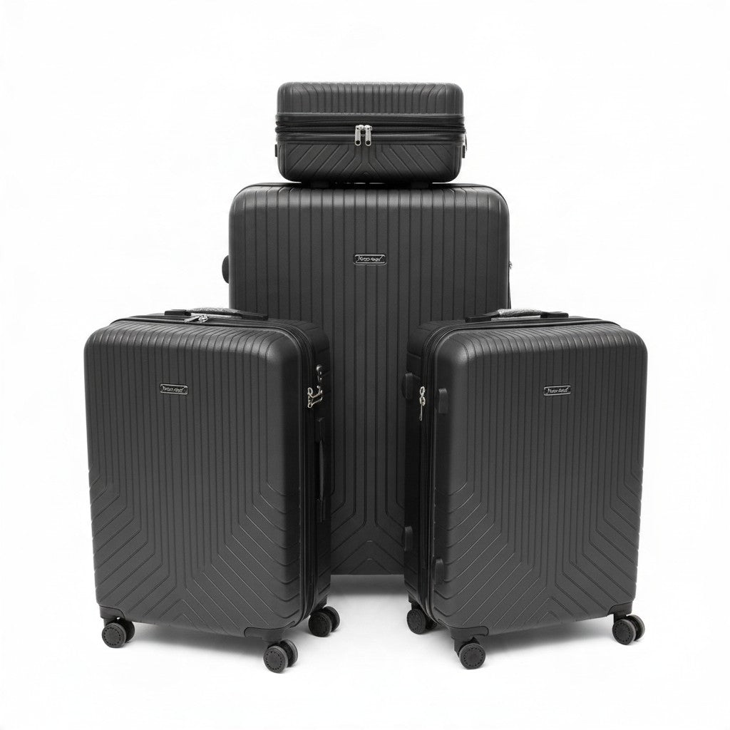 SMTE Satro Gear 4-Piece Polypropylene Unbreakable Suitcase Black 8 Wheels