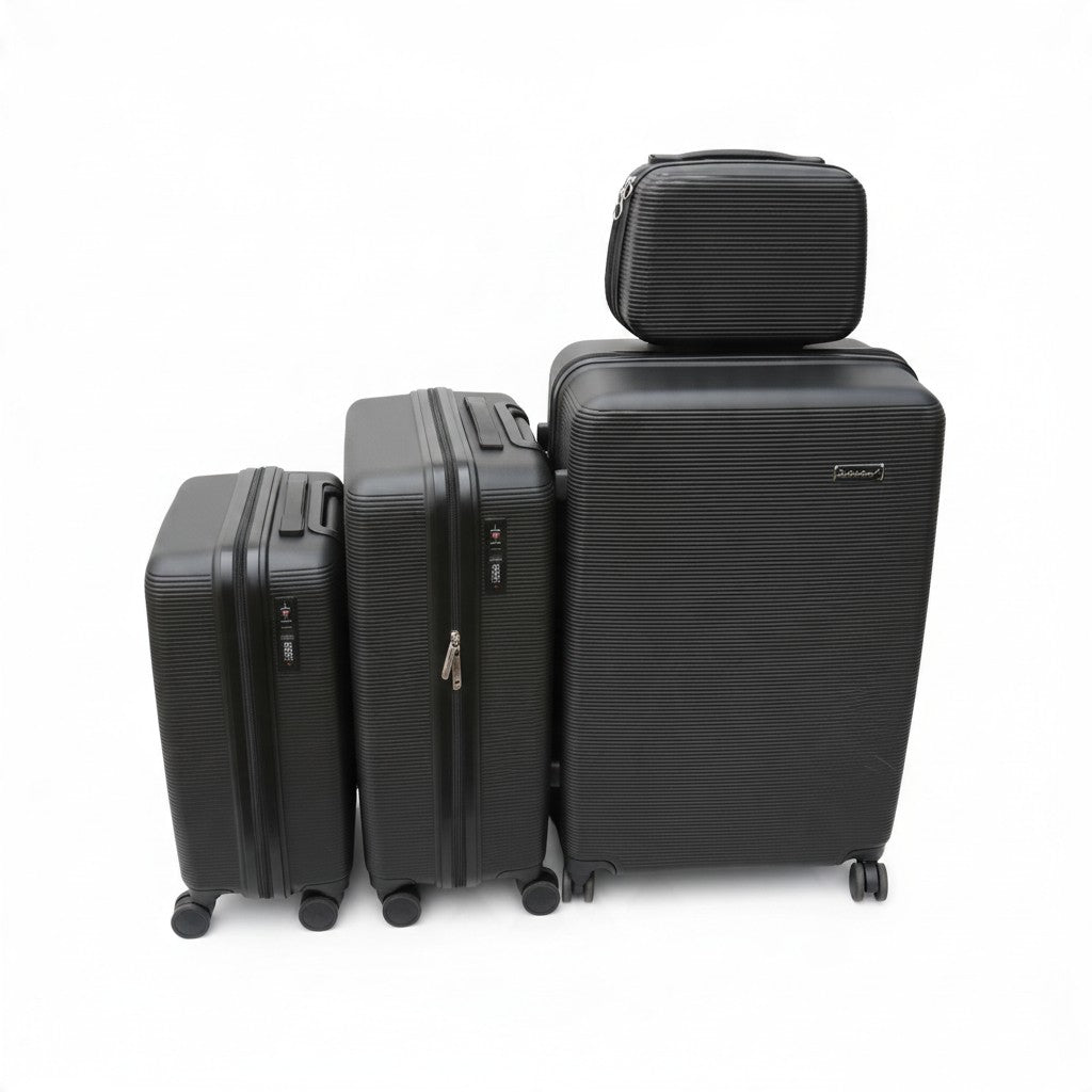 SMTE Satro Gear 4-Piece Polypropylene Unbreakable Suitcase Black 8 Wheels
