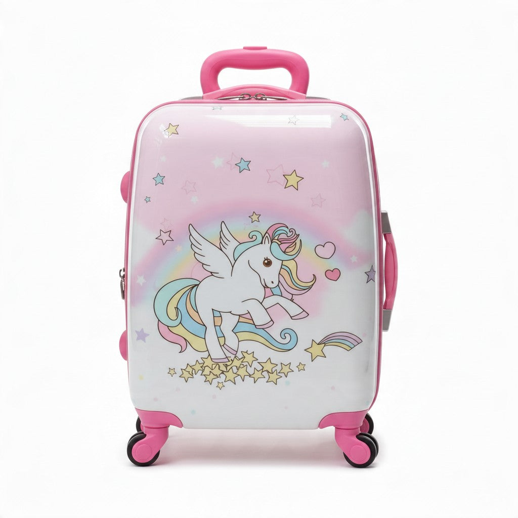 SMTE Sastro Gear Kids Unicorn Rainbow Suitcase Pink 4 Wheels