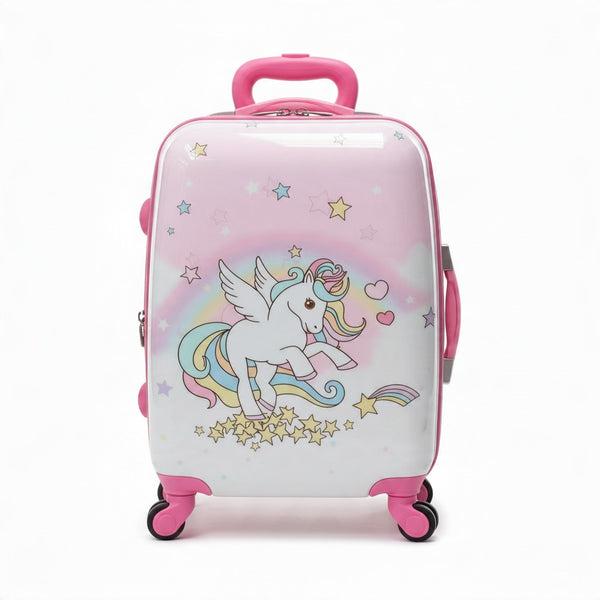 SMTE Sastro Gear Kids Unicorn Rainbow Suitcase Pink 4 Wheels