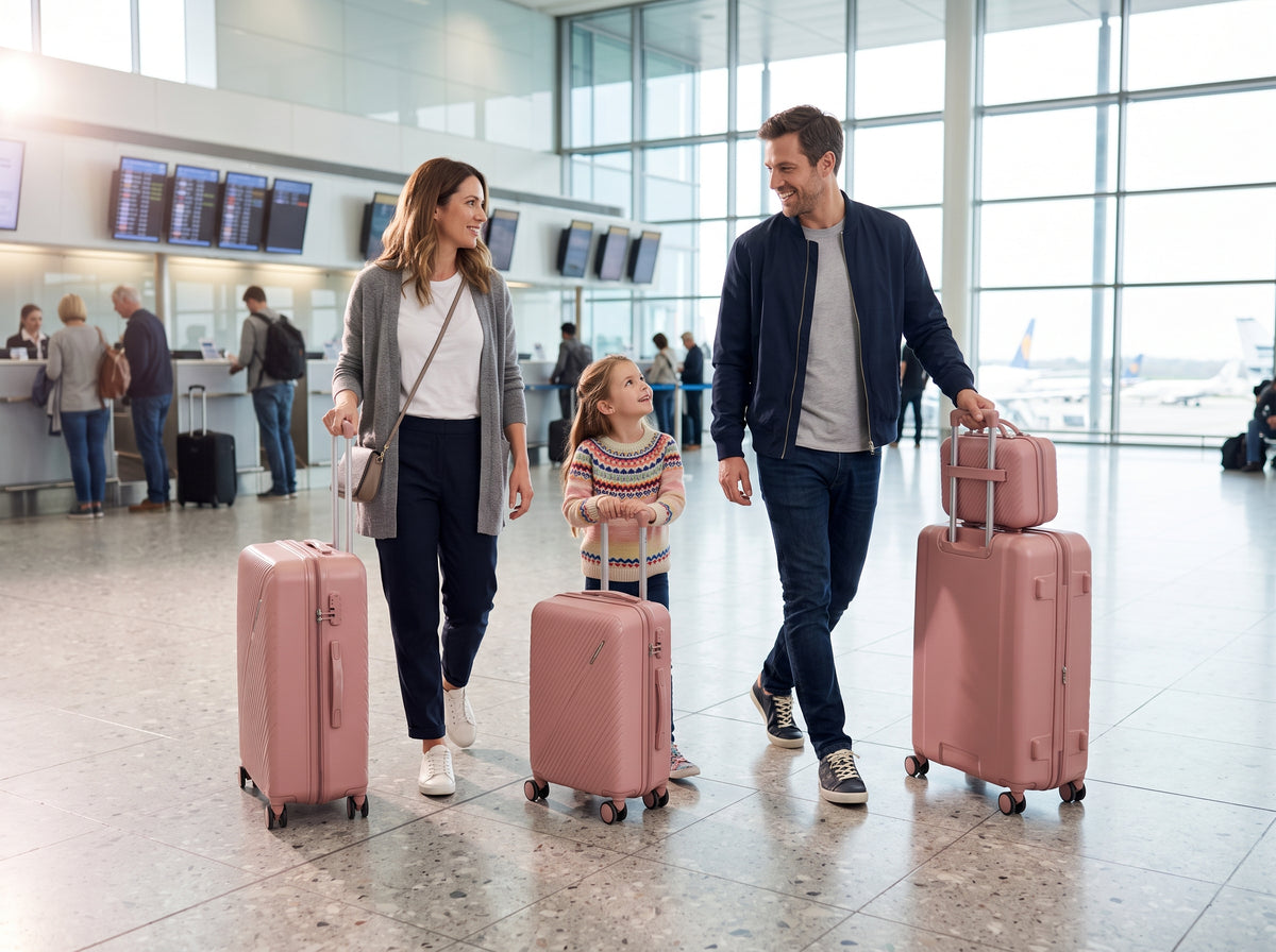 SMTE Satro Gear 4-Piece Polypropylene Unbreakable Suitcase Rose Gold 8 Wheels