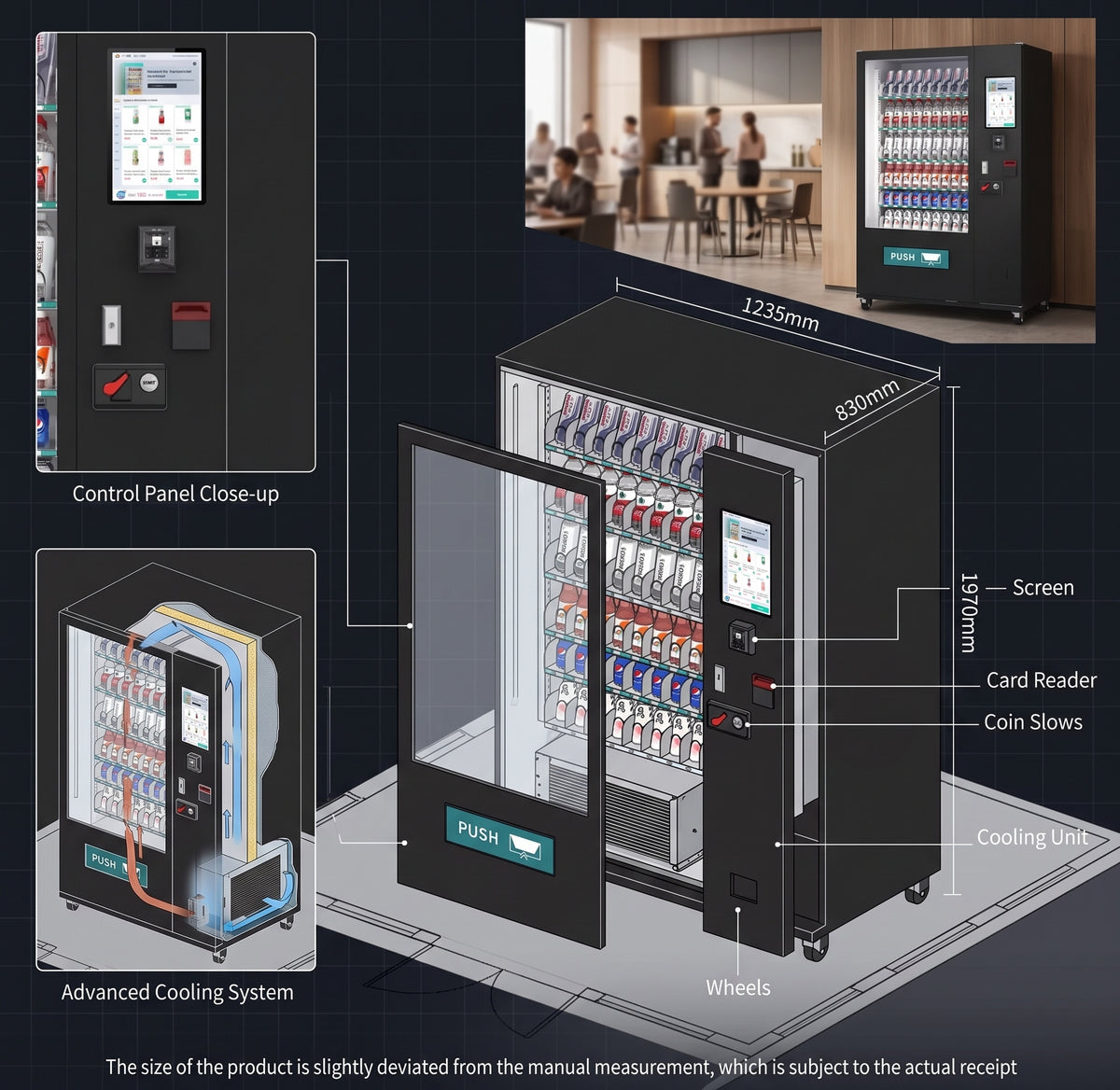 SMTE- Commercial Smart Vending Machine with 15.6″ Touchscreen – Cooling, Cash & Card Payment | Pre-Order