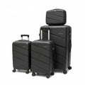 Sastro Gear 4-Piece PP Luggage Set - Black Diagonal Bands